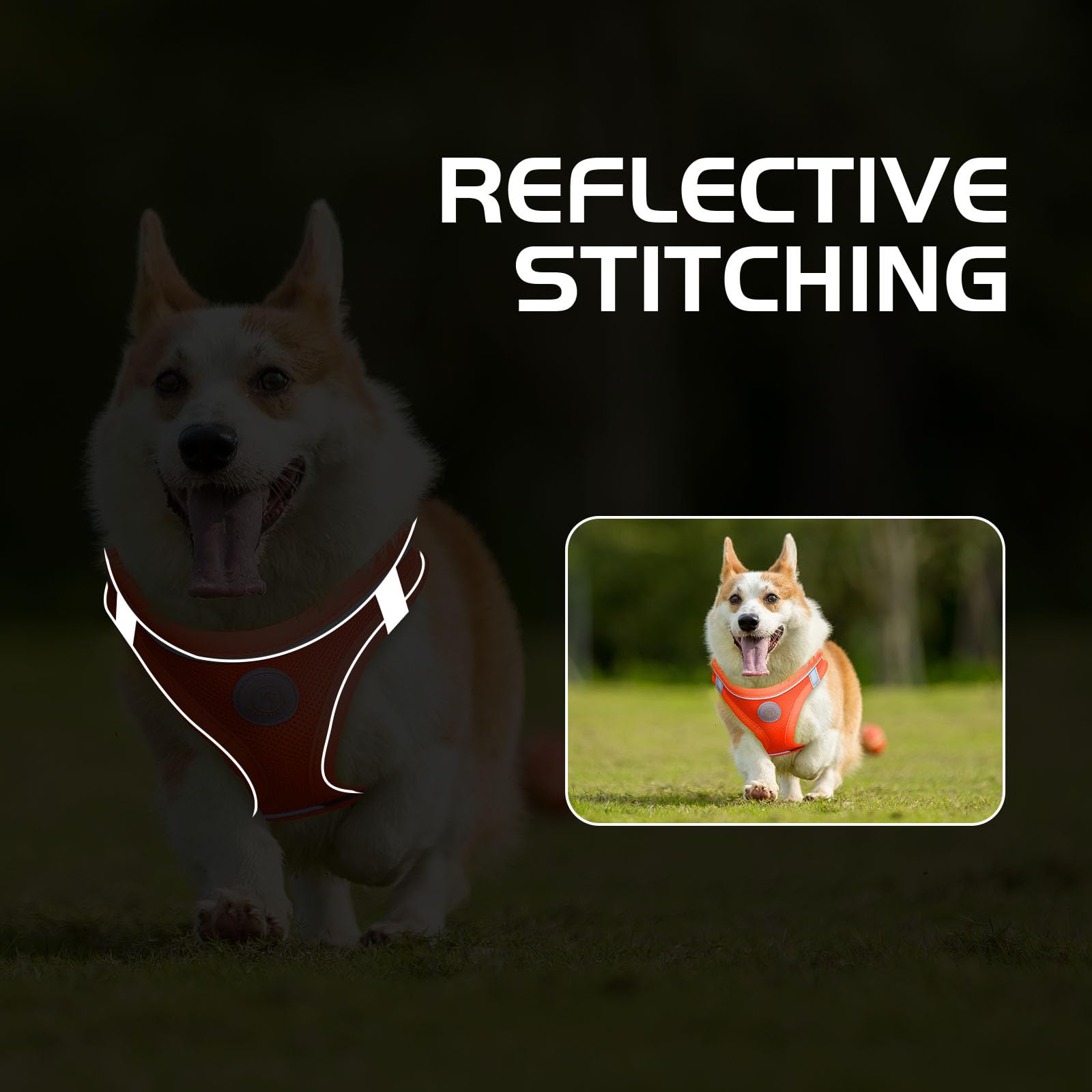 Juego de arnés y correa de malla suave para perro, juego de arnés y correa para cachorros, arnés reflectante para perros pequeños y medianos, arnés de chaleco a prueba de escape fácil de