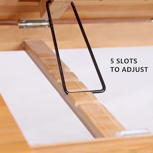 Miniatura 5 de Bandeja de bambú con patas ajustables | Bandeja plegable para servir desayuno | Escritorio de regazo con cajón superior inclinable y lateral |