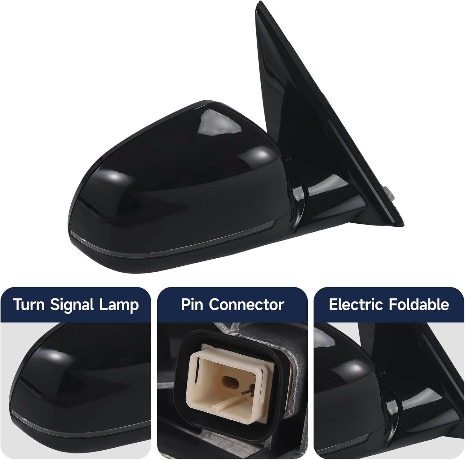 Passenger Side View Mirror Assembly Compatible with BMW X3 G01 G08 2018 2019 2020 2021 2022 2023 2.0L 3.0L w/Blind Spot Turn Signal Heated Power Foldable Black 51168491670