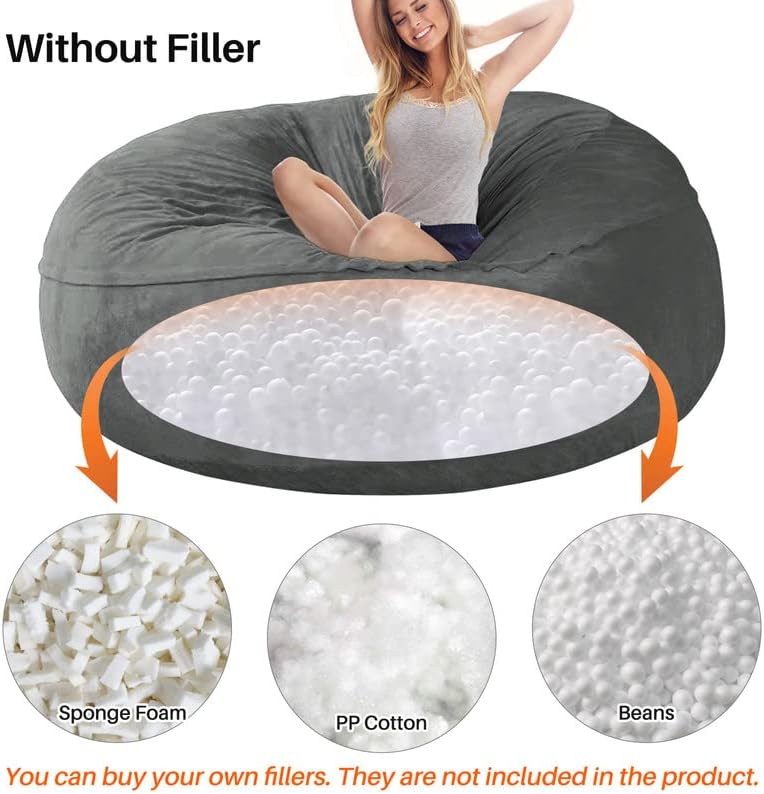 Miniatura 2 de Funda para puf de gran tamaño para adultos, muebles de sala de estar, de microfibra suave y lavable, funda para silla de puf para niños, funda para