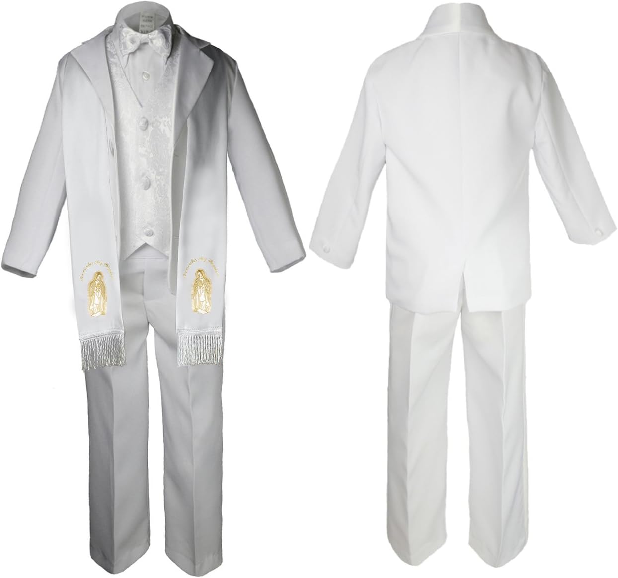 Baby Boy Christening Baptism Formal White Paisley Suit Stole Mary Maria Sm-7