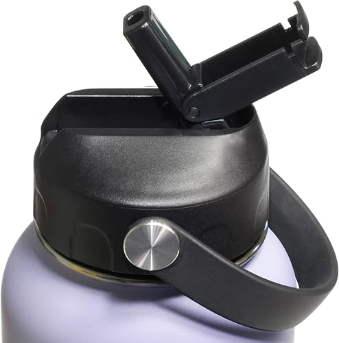 Miniatura 36 de Botella de agua aislada de acero inoxidable de 40 onzas, tapa de pico abierta de un solo toque y tapa de popote cubierta, boca ancha, bebida