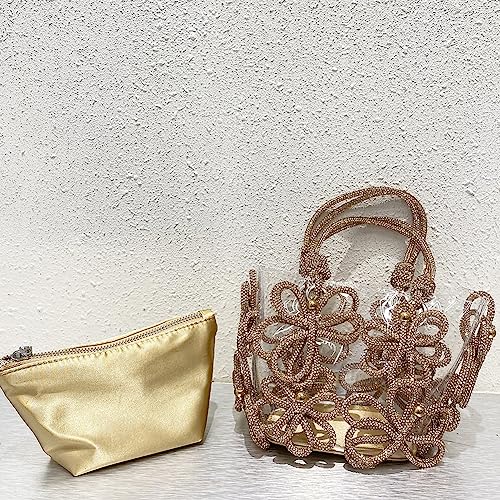 Image of Clear Rhinestone Handbag for Women Crystal Evening Purses with Handle Glitter Handbag for Wedding Party Prom