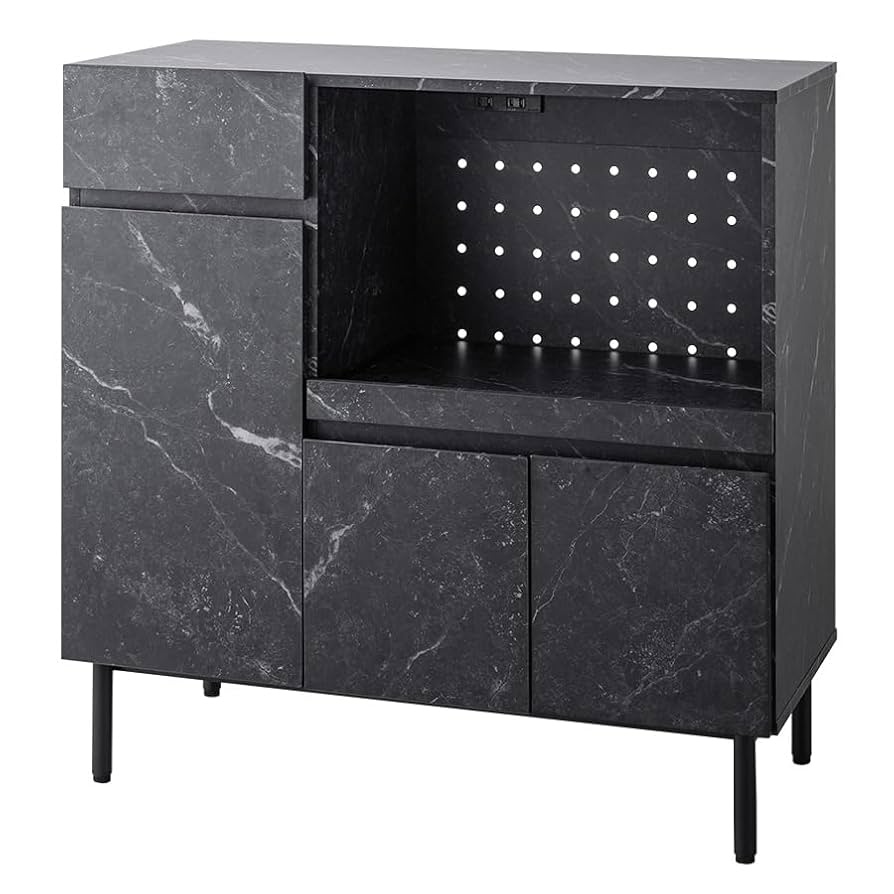 【幅86cm】Ellis 大理石柄レンジ台　マーブルブラック g159052]【幅86cm】Ellis 大理石柄レンジ台 レンジ台 | 家具