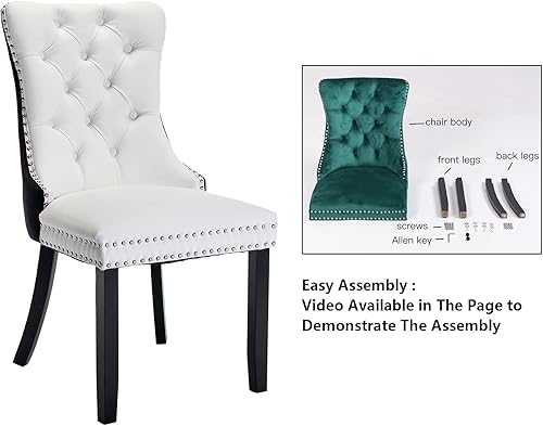Miniatura 5 de Setawix Juego de 2 sillas de comedor de contraste de color, sillas de comedor tapizadas de terciopelo de piel sintética, 2 sillas de comedor