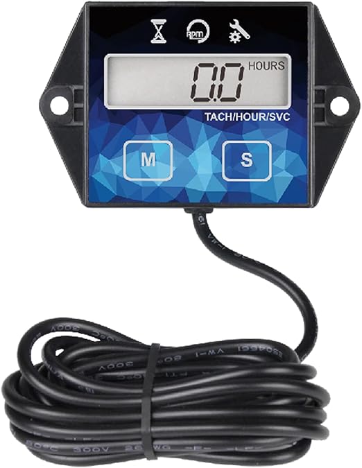 Yooreal Digital Small Engine Tachometer Hour Meter,Resettable Hours,Replaceable Battery for Lawn Mower Generator Chainsaw Outboard Motor Snowblower Jet Ski Dirt Bike