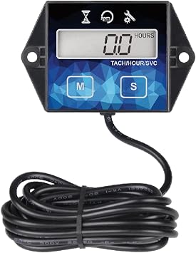 Yooreal Digital Small Engine Tachometer Hour Meter,Resettable Hours,Replaceable Battery for Lawn Mower Generator Chainsaw Outboard Motor Snowblower Jet Ski Dirt Bike