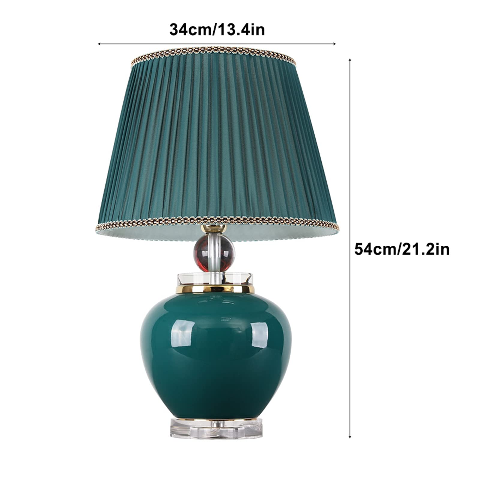 XANAYXWJ Lampada da scrivania Lampada da Comodino in Ceramica Verde retrò con Paralume in Tessuto Lampade da Tavolo da Comodino Concise per Lampada da Studio per Ufficio Domestico, Lampada da