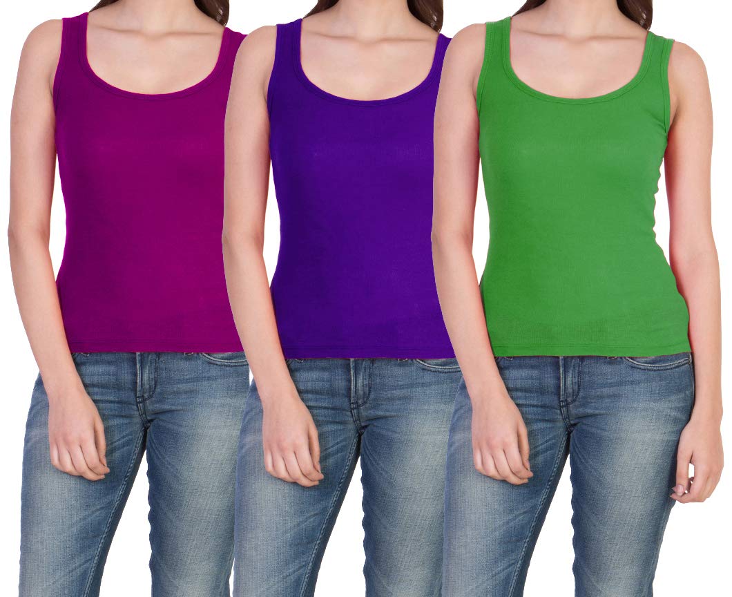 paras Women's & Girl's Cotton & Lycra Camisole (Pack of 3) (PT-3TANK_Purple, Blue, Green_X-Large)-picture-39