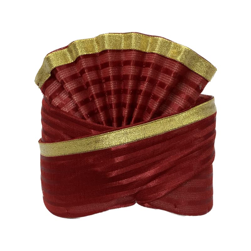 New Wedding Turban Dulha Collection Traditional Pagri//Pagdi for Baraati/Swagat/Welcome Maroon Pagdi for Men & Women - Unisex-image-6
