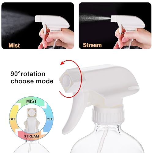 Miniatura 2 de hmaimas Botellas rociadoras de vidrio para soluciones de limpieza, botella de spray vacía reutilizable de 16 onzas con funda de silicona para