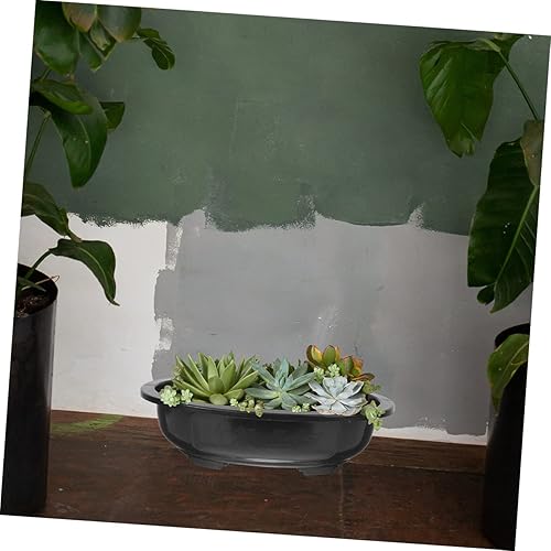 Miniatura 2 de FUNOMOCYA 2 macetas ovaladas de plástico, macetas transpirables para suculentas, cactus, bonsáis, plantas de interior, maceta reutilizable, macetas