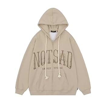 Women Men Y2K Zip Up Hoodie Goth Letter Print Fleece Hooded