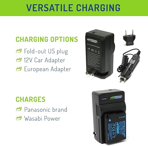 Miniatura 6 de Wasabi Power Batería (paquete de 3) y cargador para Panasonic Lumix DMW-BLC12, DMW-BLC12PP, DE-A79, DE-A79B y Lumix DMC-G85, DMC-G7, DMC-G6, DMC-G5,