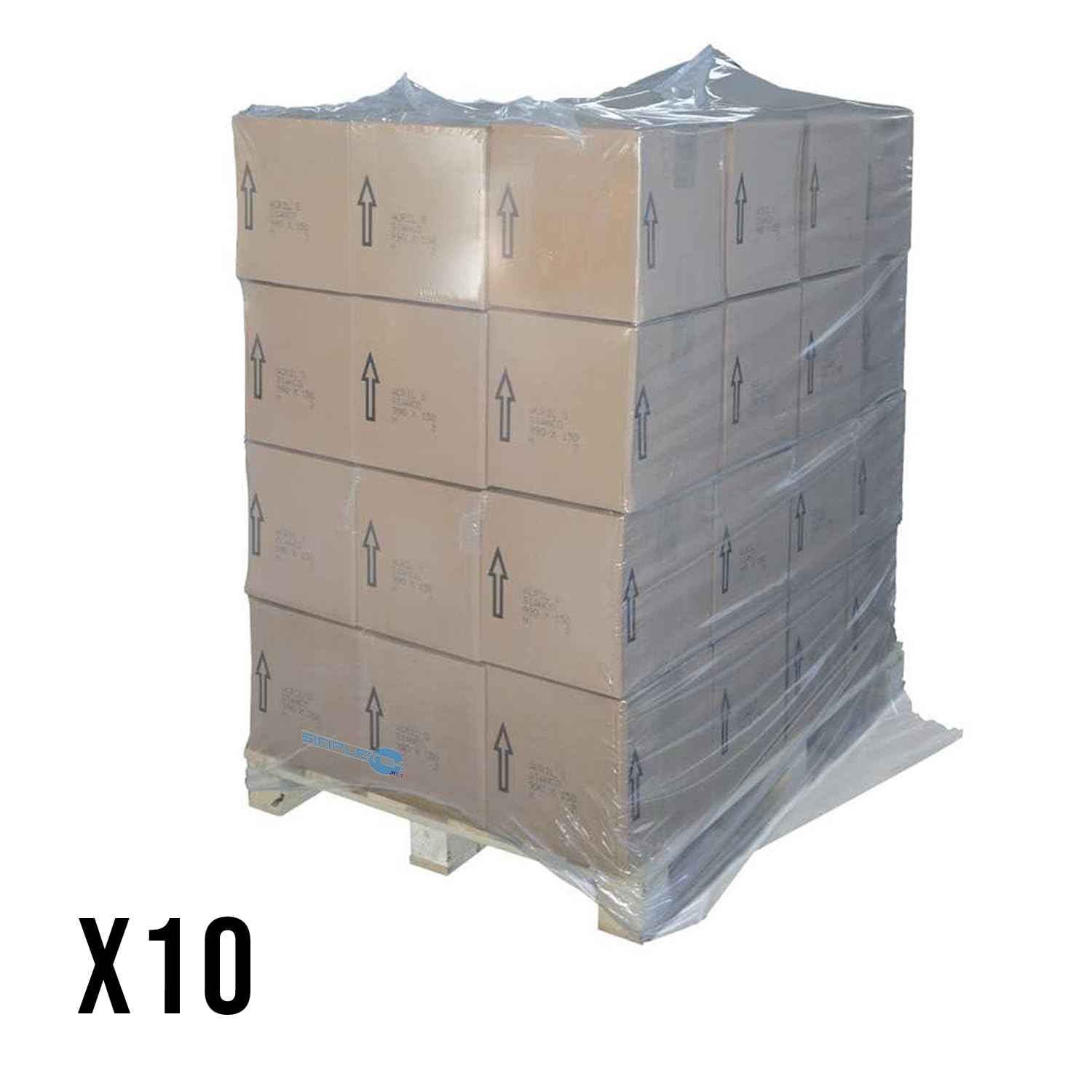 SIMPLETEK - 10 x Housse de protection en film thermorétractable pour palettes 120 x 90 x 195 cm 120 Micron MY pour pancales, 120 x 80 x 140 cm (10 pièces)