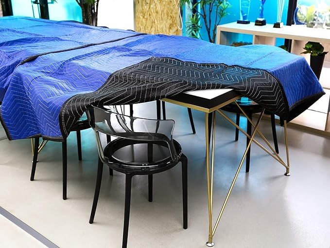 Image of Moving Blankets Heavy Duty Professional Packing Blanket to Move Environmental Move Supplies Pack of (5, (72 * 80)-Blue)