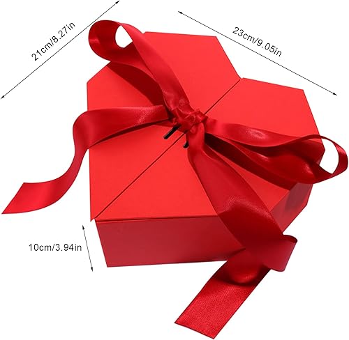 Miniatura 6 de TUSFTAY Caja en forma de corazón, bonitas cajas de regalo de corazón con tapas, cinta, flores, caja de regalos para Navidad, Día de San Valentín,