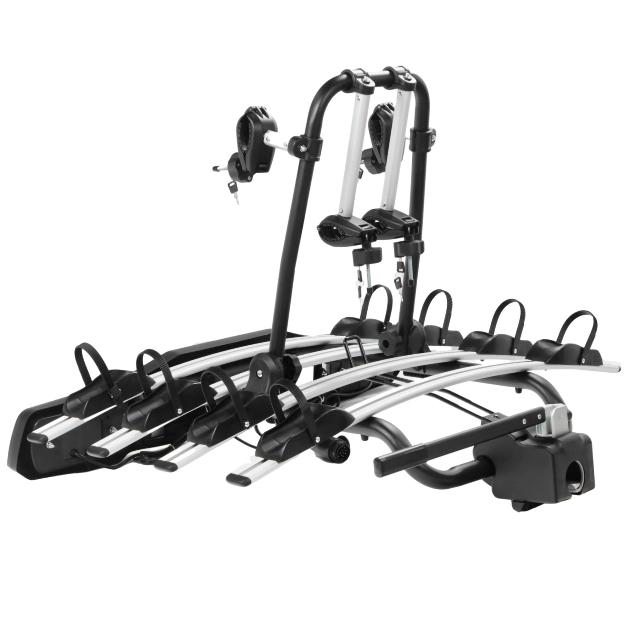 RIDIGO Giro Bike 4 Porte-vélos en Aluminium et Acier, Argenté, Porte-Bagages arrière pour 4 vélos, avec Dispositif antivol, Grande stabilité et Transport en Toute sécurité