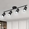 OKELI 4 Way Kitchen Lights Ceiling, Black Spotlights Ceiling Lights with Rotatable GU10 Socket Rods Adjustable Light Fitting Ceiling for Kitchen Bedroom Living Room, Bulb Not Included [Energy Class F]