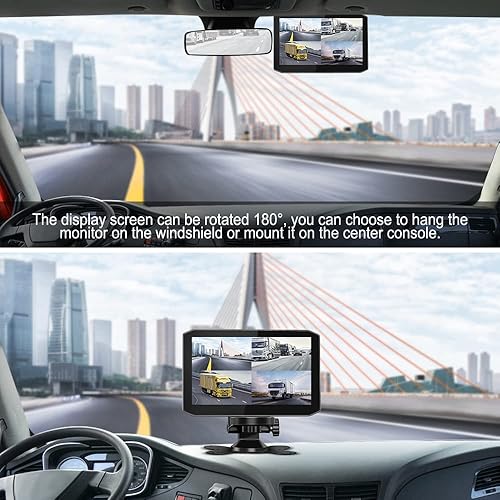 Miniatura 4 de VSYSTO Cámara de respaldo de 4 canales, monitor de 7.0 pulgadas, cámara DVR frontal y lateral y trasera VGA para semirremolque, camión, camioneta,