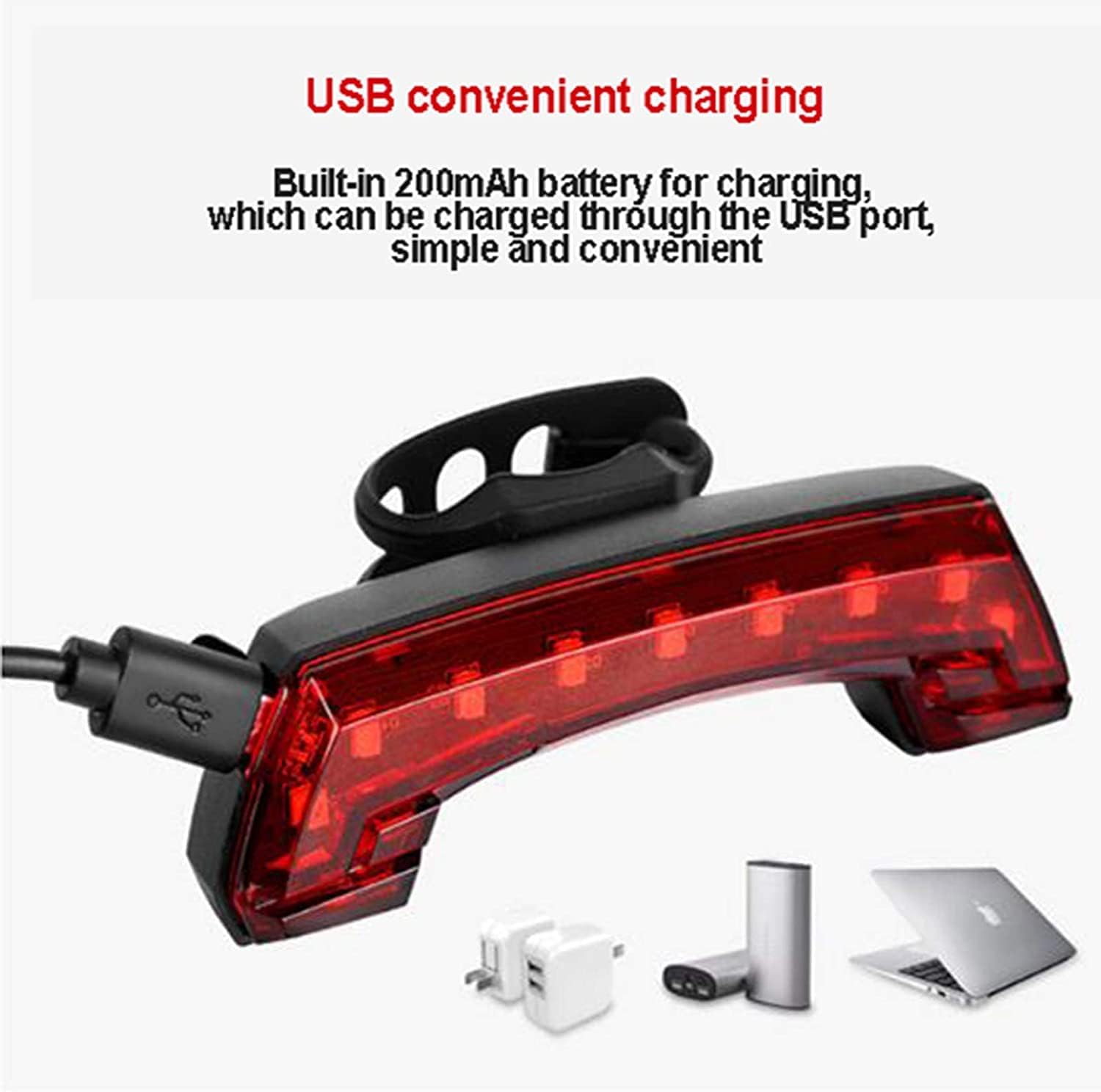 JYYBN Rear Bike Tail Light, Ultra Bright USB Rechargeable Warning Bicycle Taillight with Loud Bike Horn Waterproof for Cycling Safety