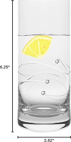 Miniatura 8 de Barski - Vidrio hecho a mano - Sparkle - Vidrio Highball - Decorado con diamantes de cristal reales - 14 oz. - Hecho en Europa - Juego de 4