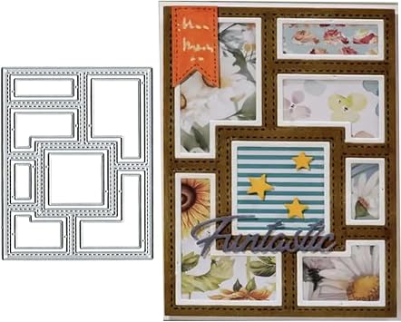 Rectangular Border Frame Metal Die Cuts Dies Stencil, Frame Cutting Dies Cut Stencils DIY Scrapbooking Cards Photo Album Craft Decorative Embossing Paper Dies for Album Card Scrapbooking Making