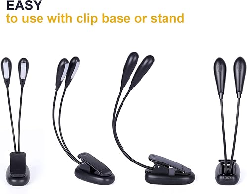 Miniatura 7 de Luz de soporte de música recargable, luz de lectura con clip, lámpara de libro de 8 LED, brillo de 3 niveles para protección ocular, perfecta para
