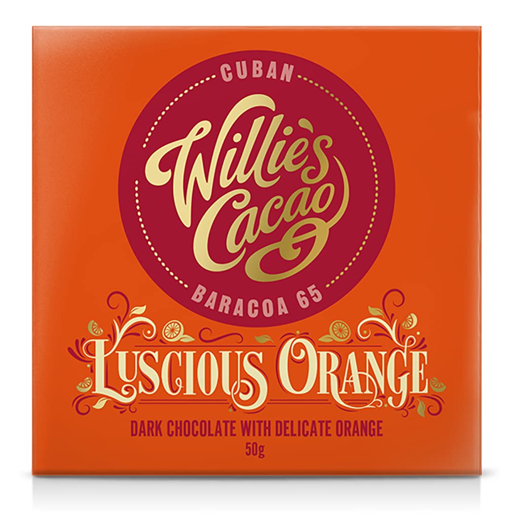 Luscious Orange 65% Dark Chocolate bar - 50g x 12 - Vegan - Artisan made
