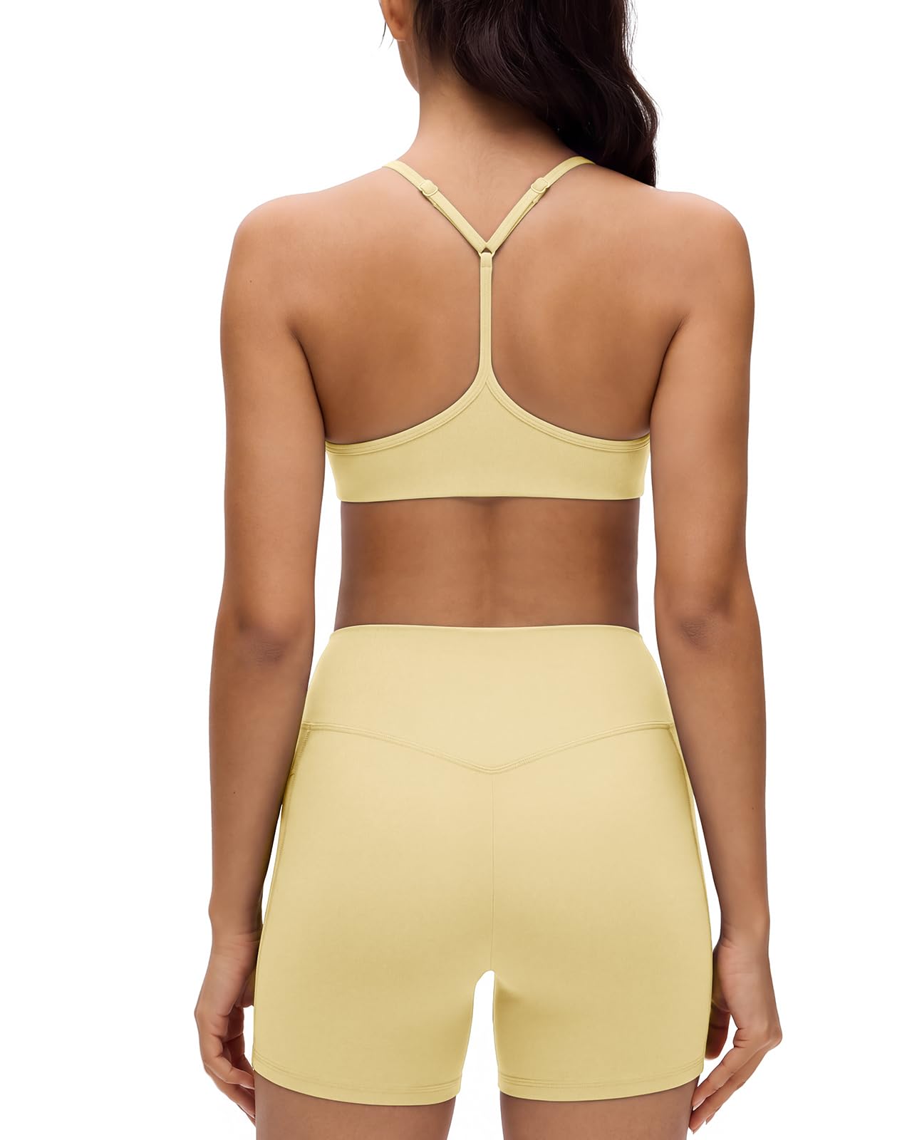 2 Piece Workout Sets for Women Padded Sport Top Bike Short Outfits