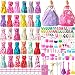 SOTOGO 200 Pieces Doll Clothes and Accessories for Barbie Doll Different Occasions Playset Include 32 Pieces Handmade Doll Grown Outfits Fashion Party Dresses and 168 Pieces Different Doll Accessories
