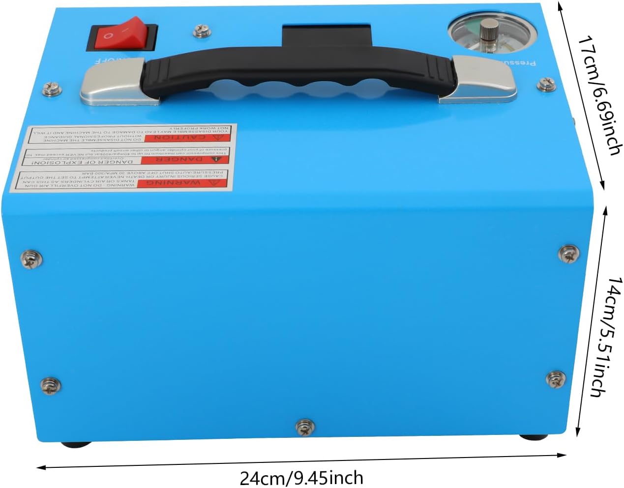 12V Portable Compressor, PCP Air Compressor, Auto-Stop 30Mpa Power 250W 0.3Inch Quick Connector 3-Stage Compression 2700r/Min Motor PCP Compressor Pump W/Power Converter, for 200-1000CC Tank