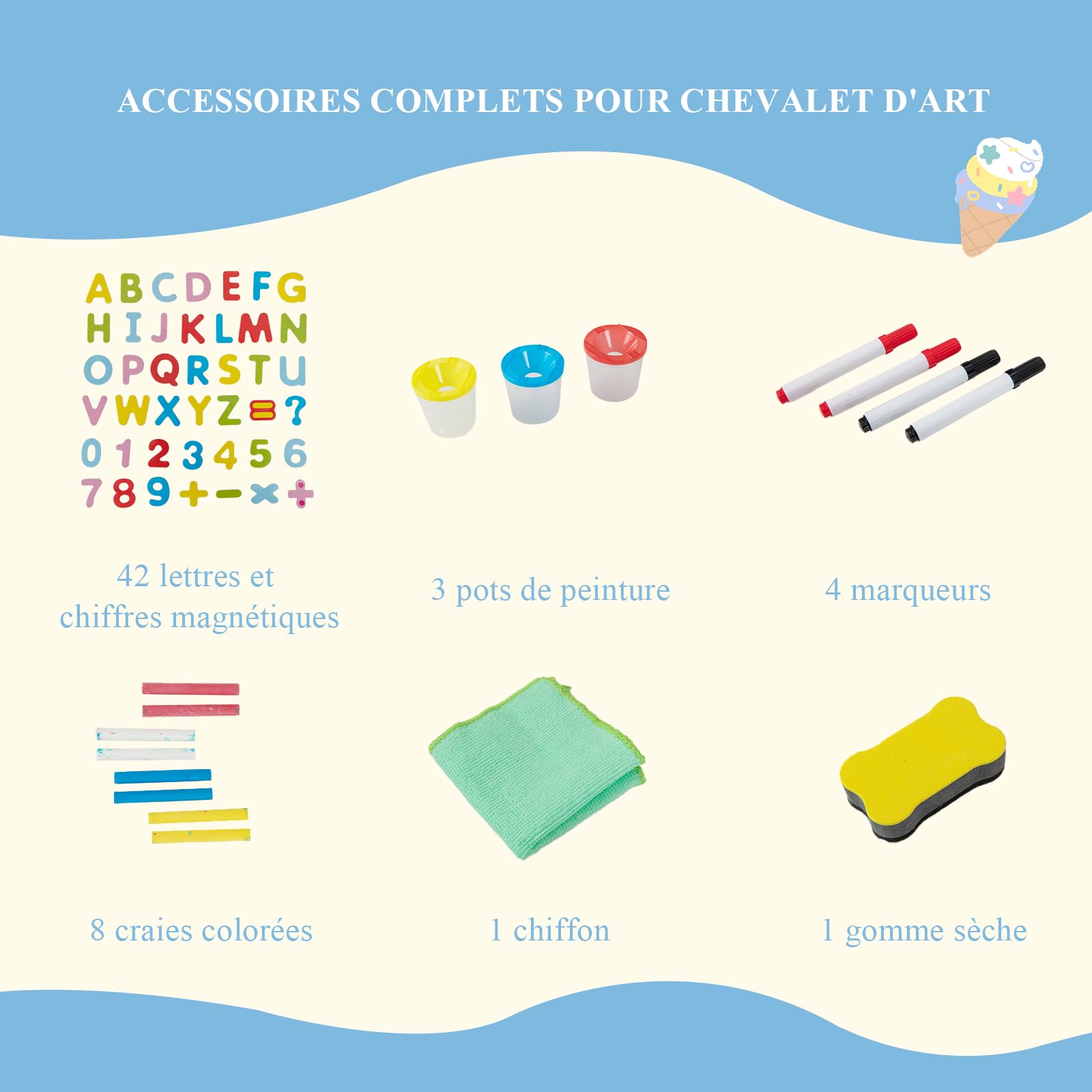 GOPLUS Chevalet en Bois pour Enfants Réglable en Hauteur, Double Face Tableau Noir et Blanc Magnétique, Rouleau de Papier Remplaçable, Aimants Lettres et Chiffres, Chevalet d'Art pour Les 3 à 8 Ans