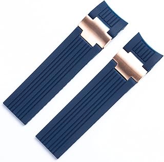 22x20 mm Cinturón de banda de muñeca de muñeca de muñeca de muñeca de goma de silicona suave de silicona marina y marina para la correa de nardina Ulysse (color: color de rosa azul, tamaño: 22 mm)