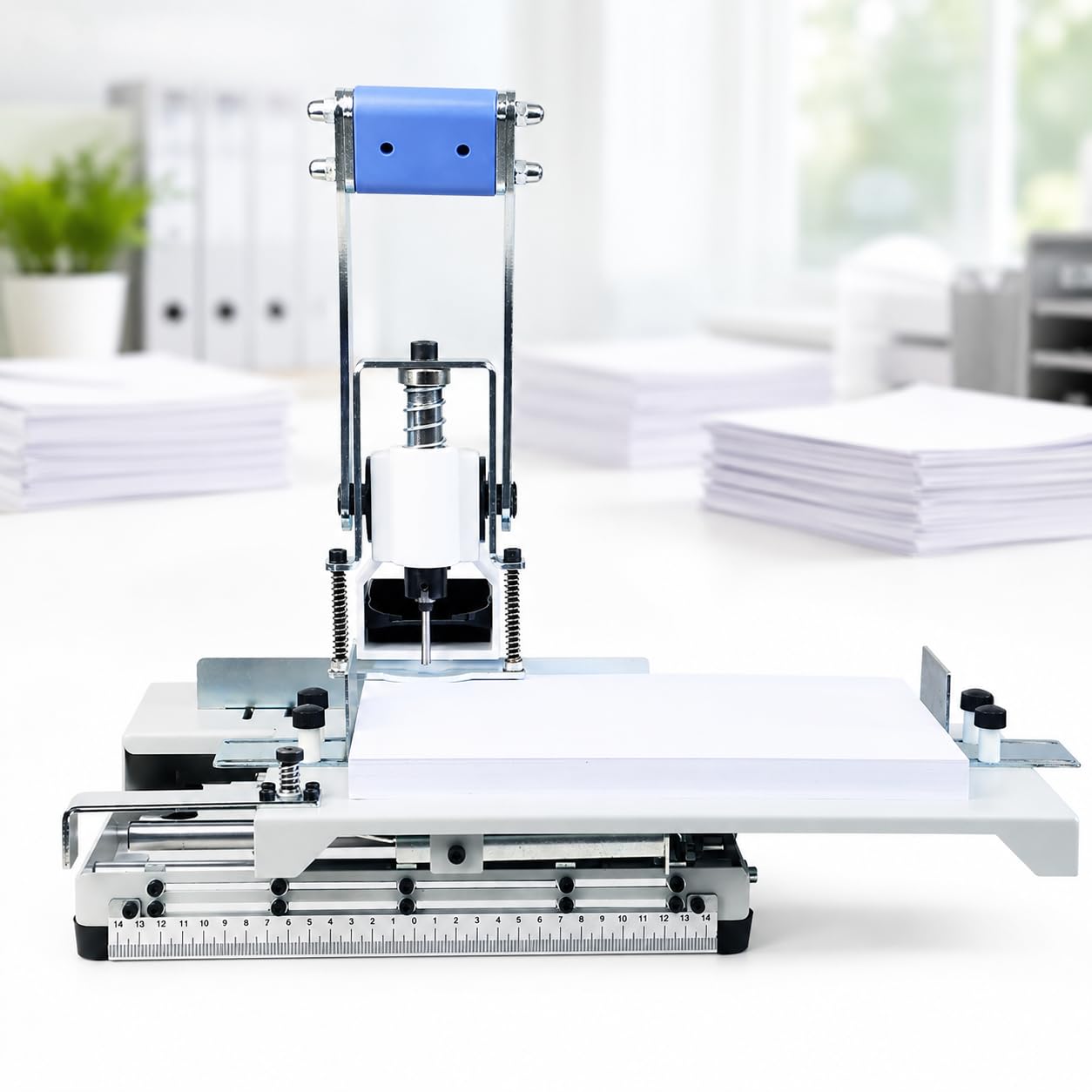 TsoLay Heavy Duty Hole Puncher, Manual Paper Hole Punch with 1-5 Hole Limit Fixture, A4 Positioning Mobile Platform, 30mm Punch Capacity & Adjustable Margin (8-30MM) for Home and School Use