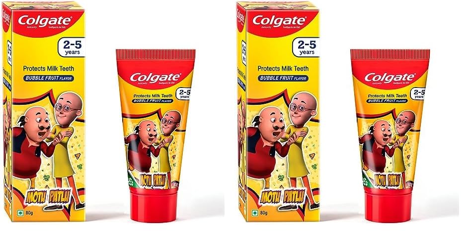 Colgate Kids Toothpaste For 2-5 Years - 80Gm, Tooth Paste With 50% Lesser Abrasive Formula For Protecting Against Cavities (Strawberry Flavour) (Bubblefruit Flavour) | Anti-Cavity (Pack of 2)-image-29