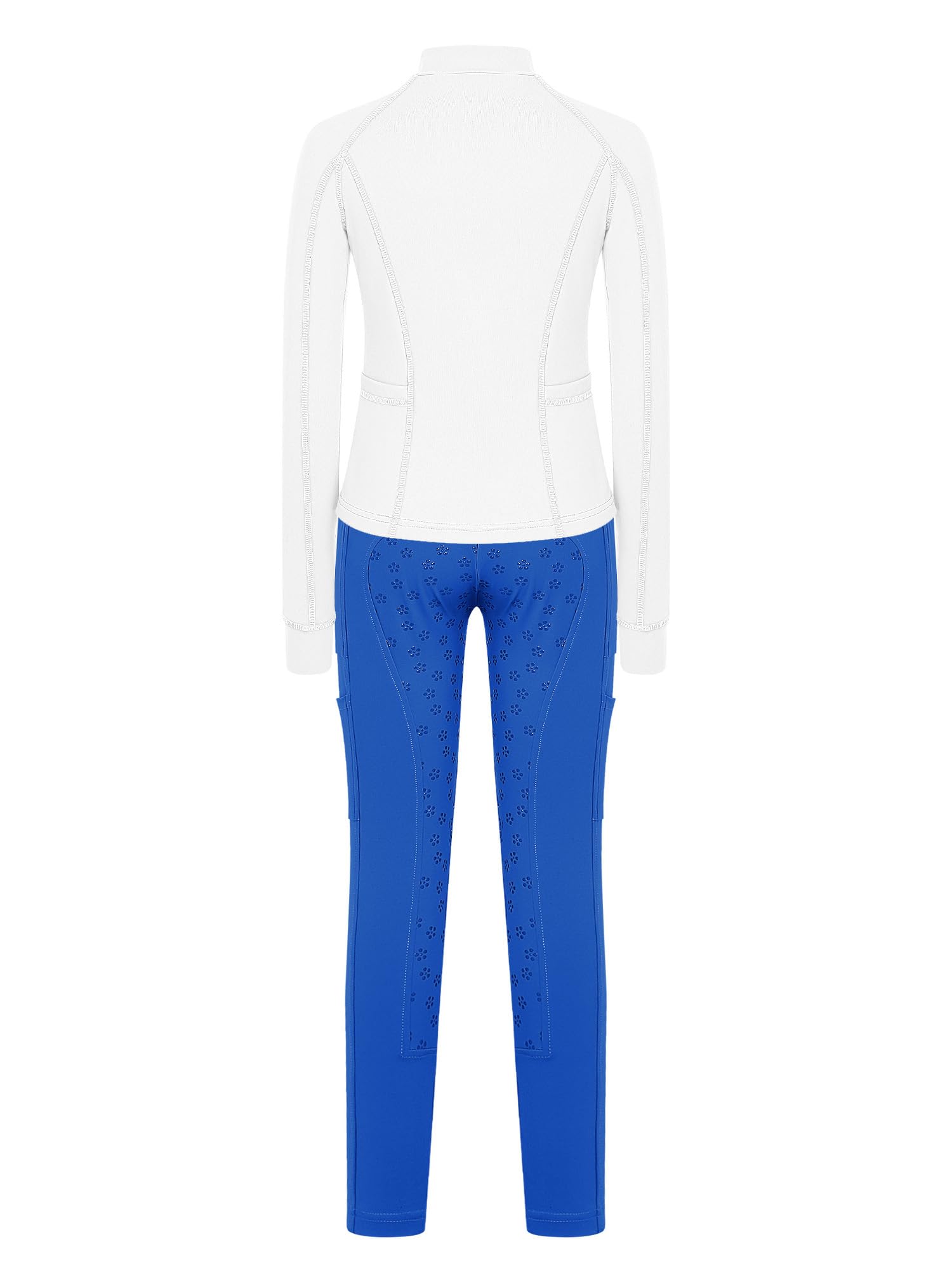 iiniim Completo Sportivo Bambina Completo Palestra Bambina Anni Leggings L'Equitazione Abbigliamento Equitazione Bambine Fitness Bianco Blu 5-6 anni