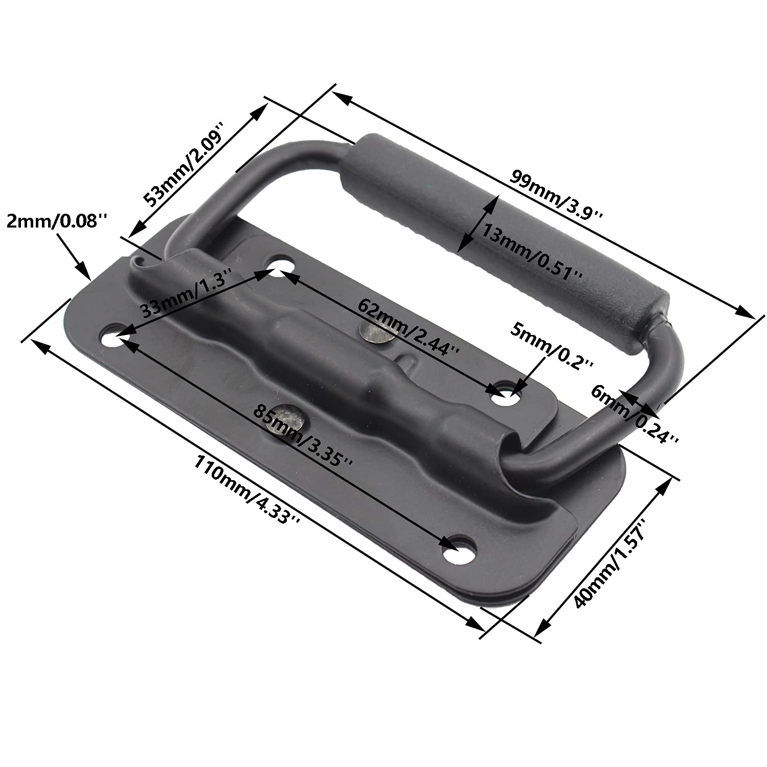 2 Pack Spring Loaded Pull Handles TTZEZE Surface Mount Chest Handle with Rubber Grip Handmade Chest Trunk Lifter — view 2