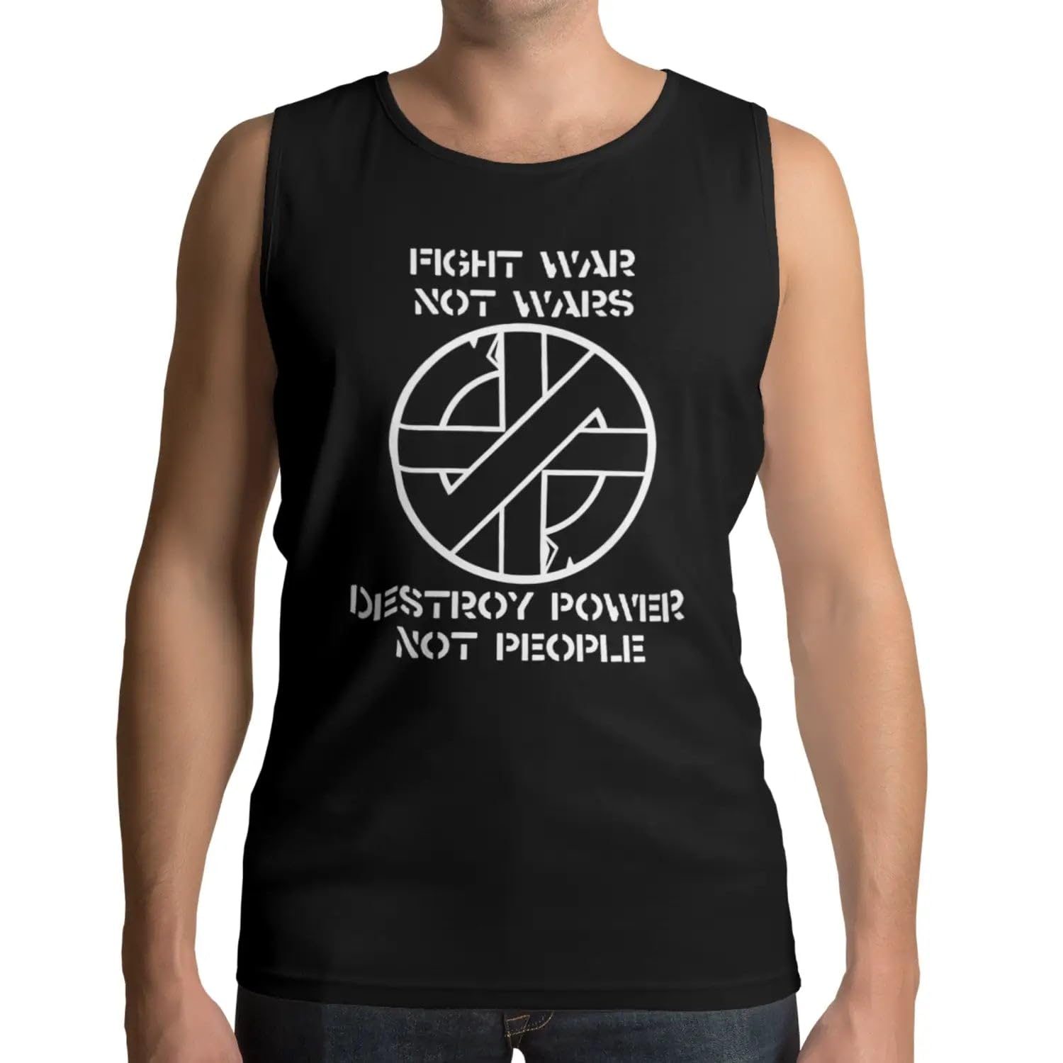 Crass Fight War Not War Men's Vest Top - Punk Rock Tank Top M Black