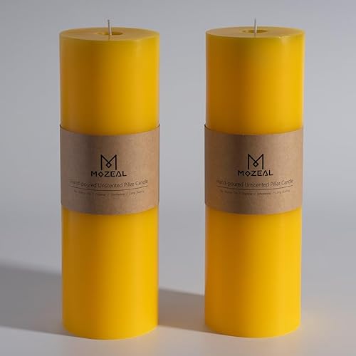 Miniatura 120 de MOZEAL Velas de pilar extra grandes de color borgoña de 4" x 10" (juego de 2), sin perfume, sin goteo, sin humo, de larga combustión limpia, velas
