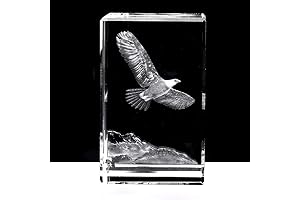 3D Eagle Paperweight: A Majestic Crystal Sculpture for Your Desk