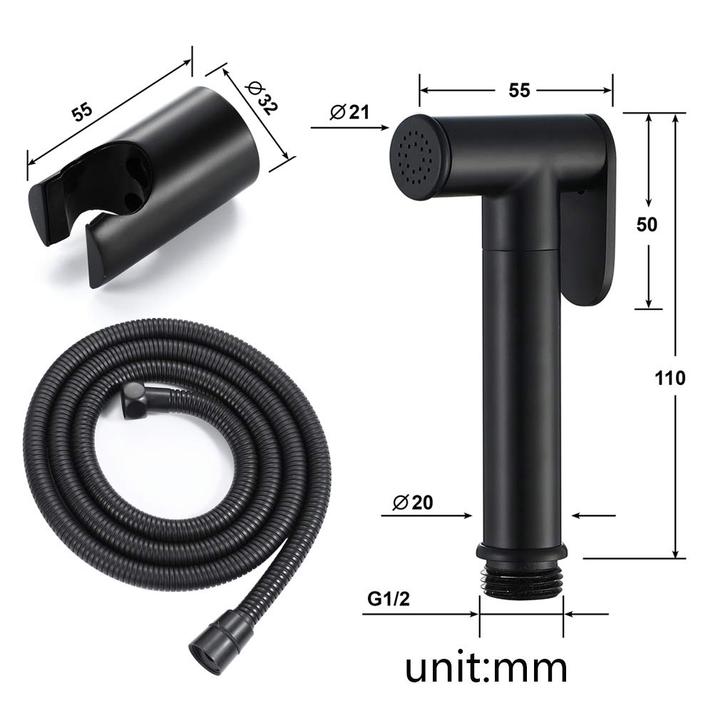XYNSNDB Spruzzatore Portatile per Bidet Portatile - Rubinetto per Doccia da Bagno in Ottone per la Pulizia dell'igiene Personale Finitura Nera Installazione Semplice Ideale per WC