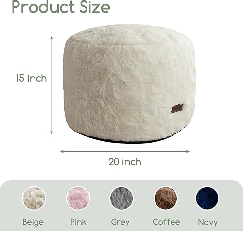 Miniatura 2 de HIGOGOGO Puf otomano de relleno, redondo, moderno, relleno de espuma, pufs decorativos, 20 x 15 pulgadas, esponjoso, bohemio, cómodo taburete para