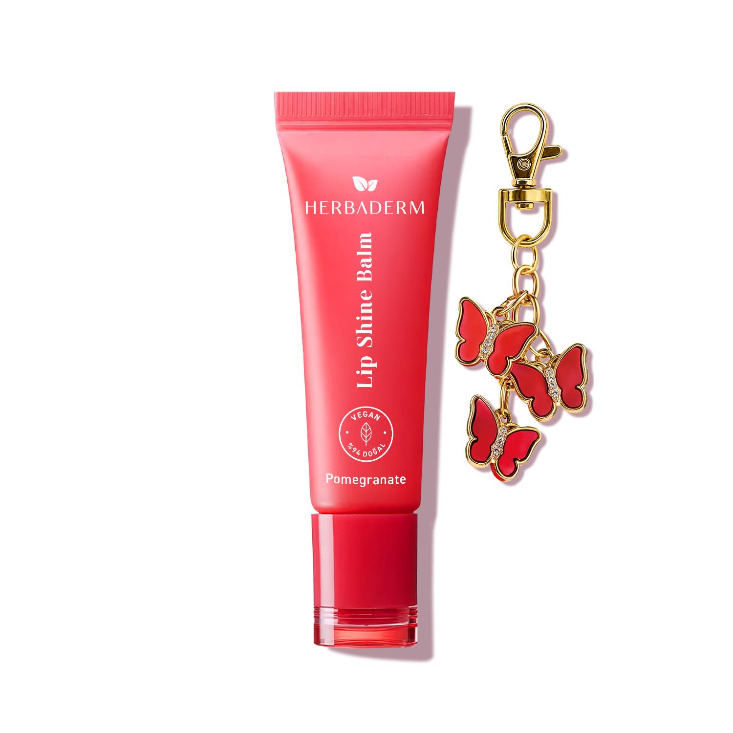Herbaderm Parlatıcı, Dolgunlaştırıcı, Onarıcı Renkli Dudak Balmı, Anahtarlık Hediyeli, Nar Aromalı 10 Ml