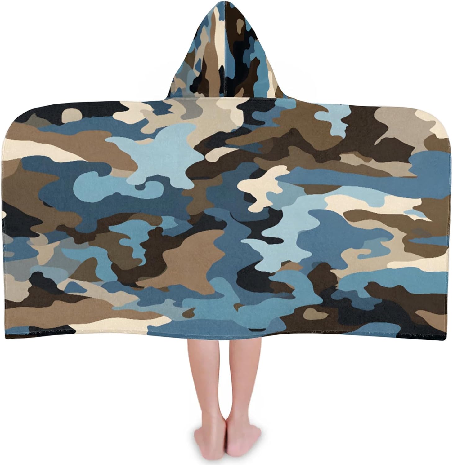 Camo Print Hooded Towels for Kids Absorbent Soft Pool Swim Beach Bath Towel for Boys Girls, 24 in x 50 in