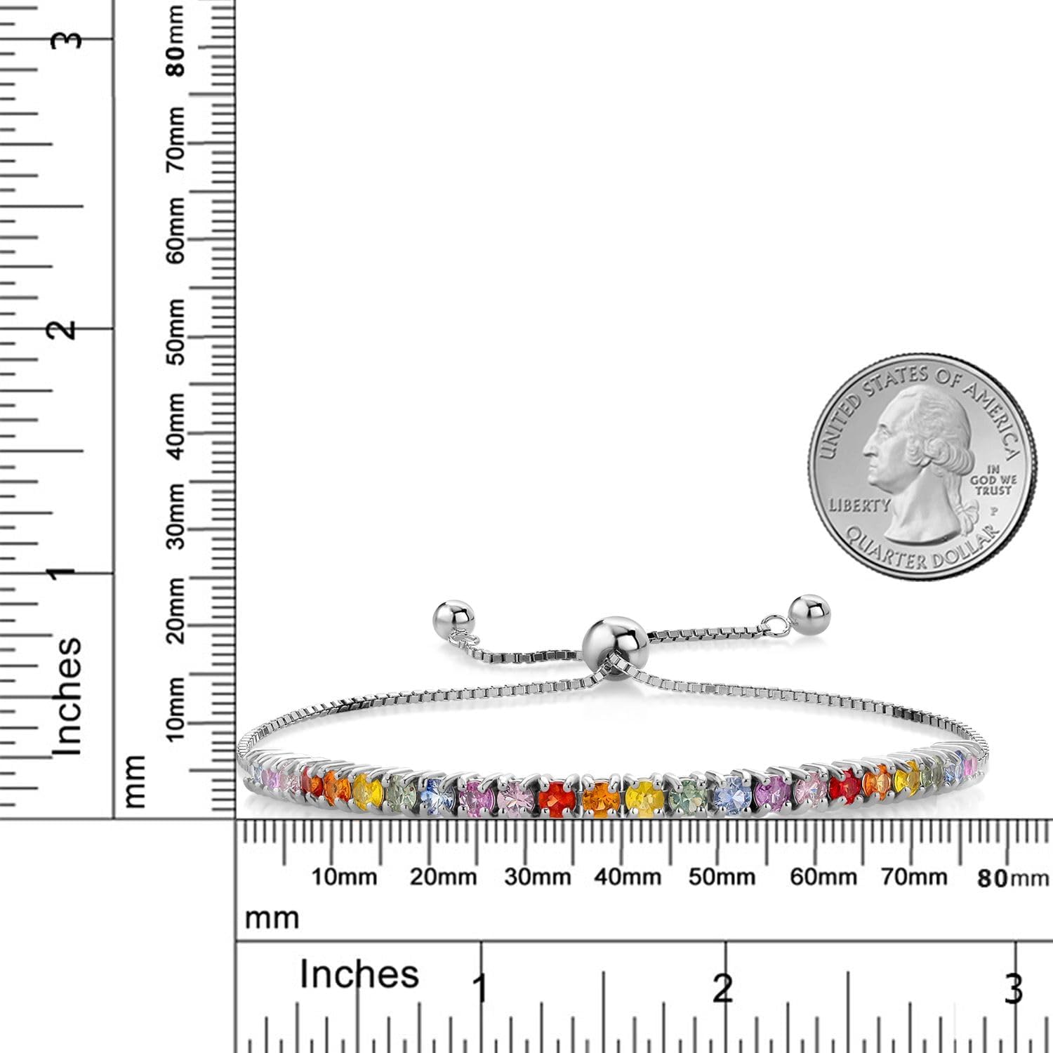 Gem Stone King 3.00 Cttw Multi Color Sapphire Gemstone Birthstone Tennis Bracelet Jewelry for Women In 925 Sterling Silver | Fully Adjustable Up to 9 Inch - Image 3