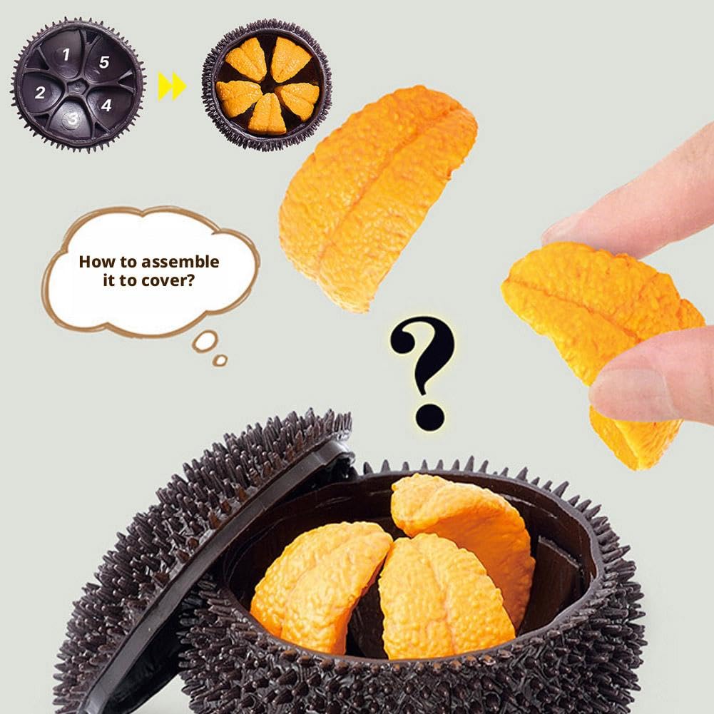 Garlic Puzzle Toy,Fruit Puzzles Educational Toys,Funny Sea Urchin Tangerine 3D Puzzles Matching Game Food Assembly Decompression Toys,3D Space Sense Exercise Enhance Memory for Kids Birthday Gifts - Image 7