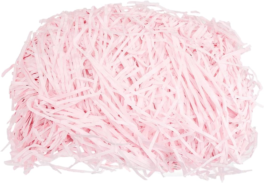 Tabanzhe 100g Light Coloured Shredded Tissue Paper - Gift Box Art Filling Paper for Valentine's Day Christmas DIY Gift Packaging Decorations(Pink/White)