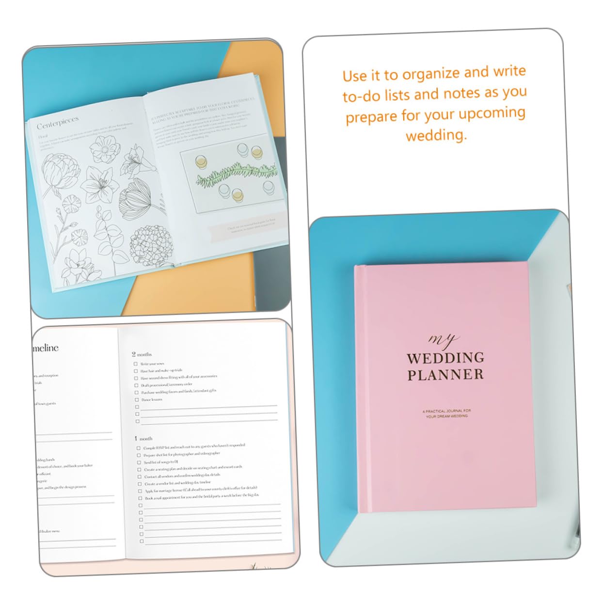 OSALADI Hochzeitsplaner Notizbuch Hochzeitsbuch für Braut Engagement Brautparty Notizbuch mit Erinnerungsseiten Rosa