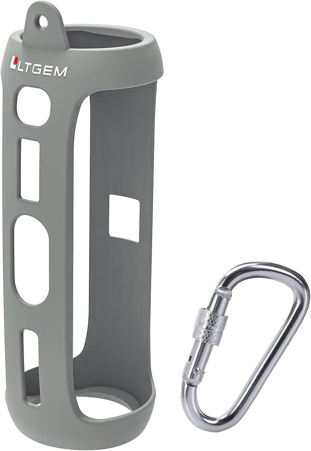 LTGEM Silicone Carrying Travel Case Compatible with JBL FLIP 5 Waterproof Portable Speaker with Extra Carabiner - Gray Flip 5 case Grey for JBL Flip 5
